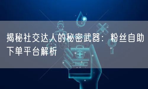 揭秘社交达人的秘密武器：粉丝自助下单平台解析
