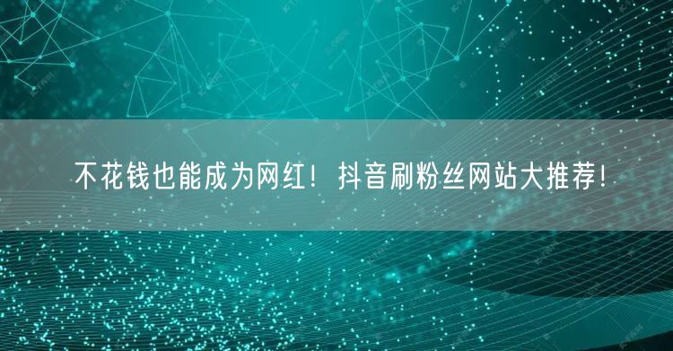 不花钱也能成为网红！抖音刷粉丝网站大推荐！