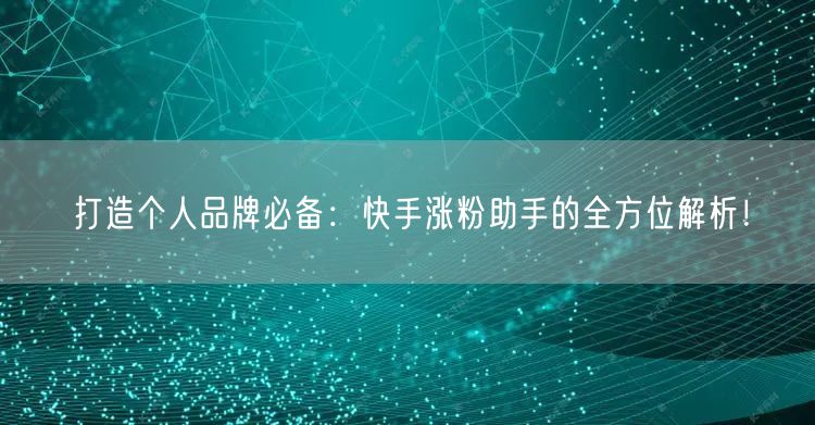 打造个人品牌必备：快手涨粉助手的全方位解析！