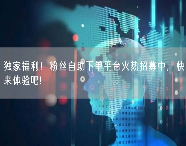 独家福利！粉丝自助下单平台火热招募中，快来体验吧!