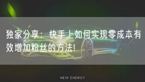独家分享：快手上如何实现零成本有效增加粉丝的方法!