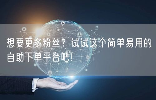 想要更多粉丝？试试这个简单易用的自助下单平台吧！
