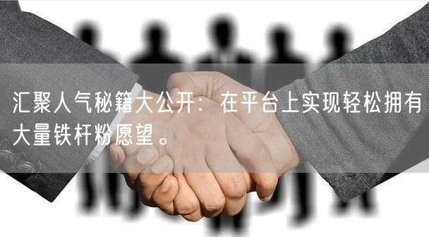 汇聚人气秘籍大公开：在平台上实现轻松拥有大量铁杆粉愿望。