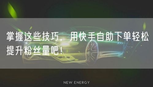 掌握这些技巧，用快手自助下单轻松提升粉丝量吧！