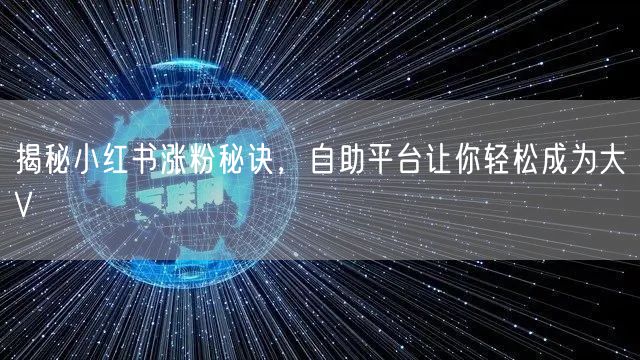 揭秘小红书涨粉秘诀，自助平台让你轻松成为大V