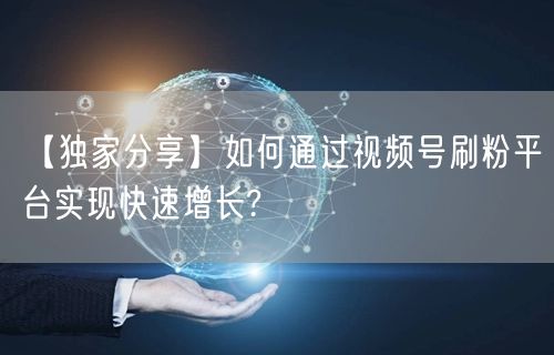【独家分享】如何通过视频号刷粉平台实现快速增长?