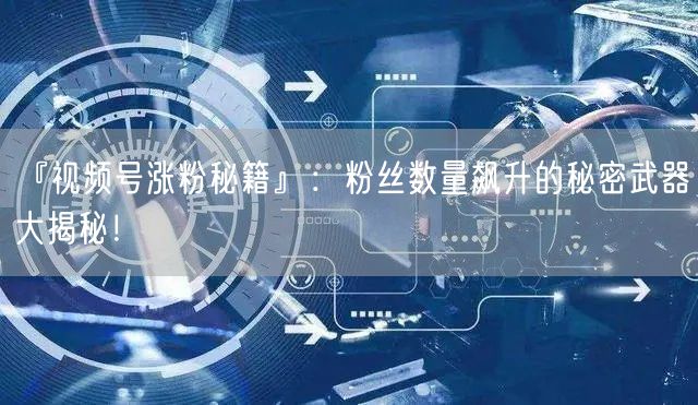 『视频号涨粉秘籍』：粉丝数量飙升的秘密武器大揭秘！