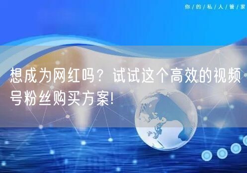 想成为网红吗？试试这个高效的视频号粉丝购买方案!