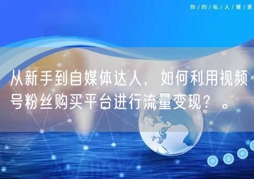 从新手到自媒体达人，如何利用视频号粉丝购买平台进行流量变现？。