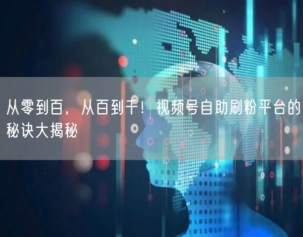 从零到百，从百到千！视频号自助刷粉平台的秘诀大揭秘