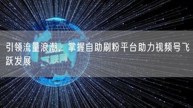 引领流量浪潮，掌握自助刷粉平台助力视频号飞跃发展