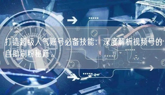 打造超级人气账号必备技能：深度解析视频号的自助刷粉秘籍。