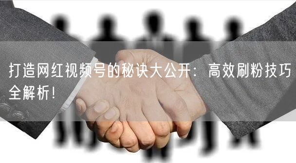 打造网红视频号的秘诀大公开：高效刷粉技巧全解析！
