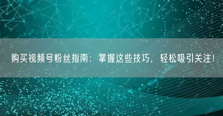 购买视频号粉丝指南：掌握这些技巧，轻松吸引关注！