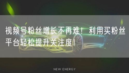 视频号粉丝增长不再难！利用买粉丝平台轻松提升关注度！