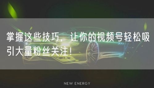 掌握这些技巧，让你的视频号轻松吸引大量粉丝关注！