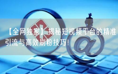 【全网独家】揭秘短视频平台的精准引流与高