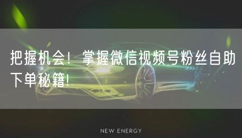把握机会！掌握微信视频号粉丝自助下单秘籍